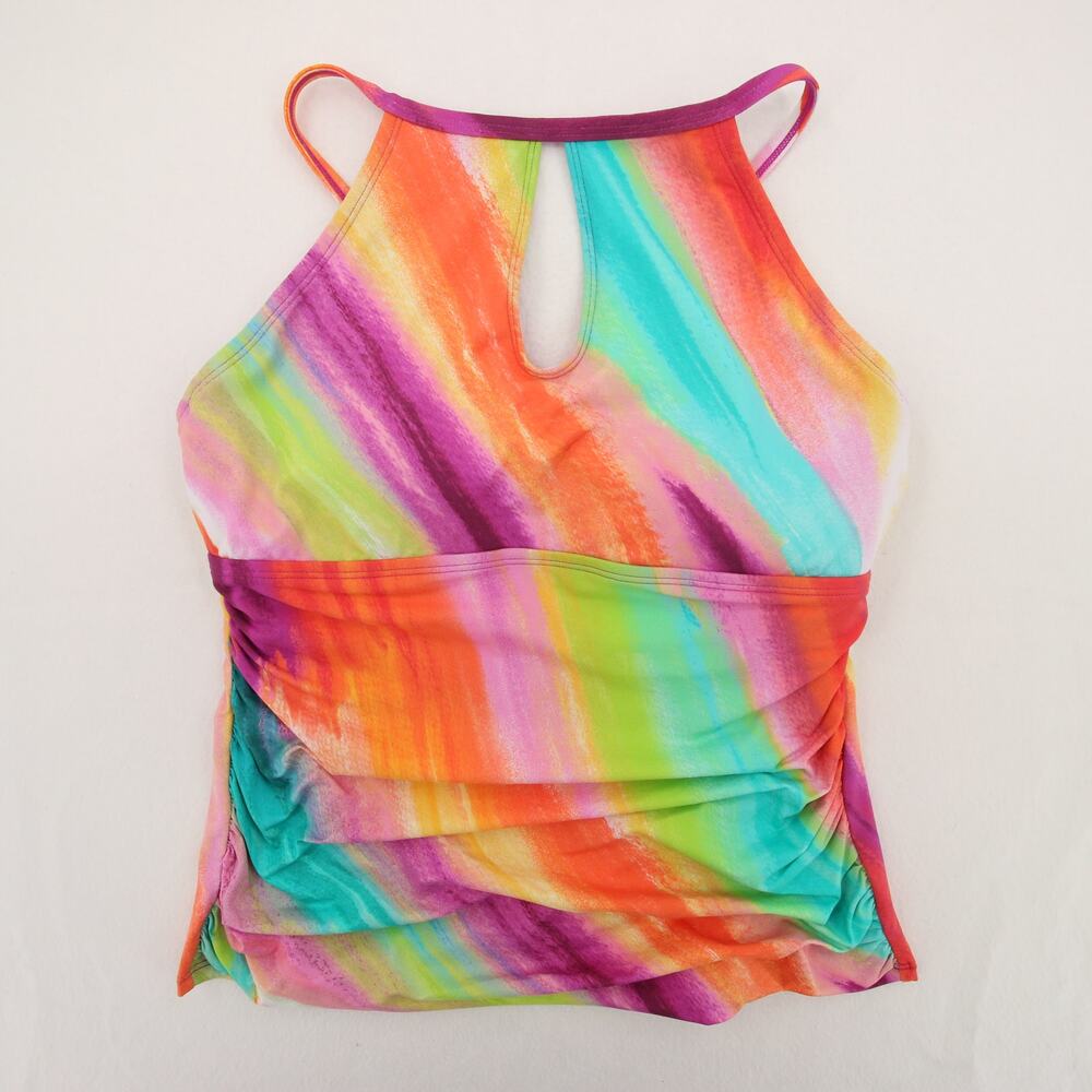Bleu Rod Beattie Splash Out Tankini Top High Neck Keyhole Multicolor Size 10 NWT - Picture 2 of 12